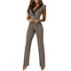 thumbnail image 1 of Gibobby Pantalones cortos Mono sin mangas con cuello en V y botón de pata mujer, mono profesional para mujer(Caqui， XXL), 1 of 5