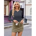 thumbnail image 3 of Ekouaer Women's Long Sleeve Shirts 3 Packs Henley Button Down Tops Ribbed Slim Fit Base Layer Soft Thermal Tee Black/Dark Gray/Brown, 3 of 5