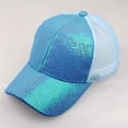 thumbnail image 3 of Charmgo Baseball Cap Clearance, Women Girl Ponytail Baseball Cap Sequins Shiny Messy Bun Snapback Hat Sun Caps Trucker Hats Women, Hats for Men Blue One size, 3 of 3