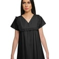 thumbnail image 4 of Moomaya WoMen's Solid Short Sleeve Nightdress V-Neck Cotton Sleepwear Gown, 4 of 6