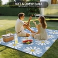 thumbnail image 4 of Blue Daisy Outdoor Rug for Patio/Deck/Porch, Non-Slip Large Area Rug 5 x 8 Ft, Spring Floral Elegant Pastoral Botanical Indoor Outdoor Rugs Washable Area Rugs, Reversible Camping Rug Carpet Runner, 4 of 8