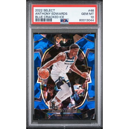 Anthony Edwards 2022 Panini Select Blue Cracked Ice Basketball Card #46 Graded PSA 10 Cert # 80013044