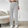 thumbnail image 5 of Maean Women's Striped Pants Fleece Fuzzy Lined Straight Leg Loose Trousers Casual High Waist Sweatpants, 5 of 7