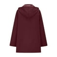thumbnail image 6 of Women Solid Color Rain Jackets Zip Button Outdoor Waterproof Hooded Coats Windproof Loose Outerwear with Pocket Red XXL, 6 of 7