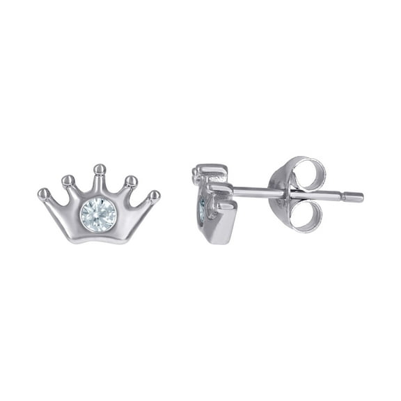 925 Sterling Silver Mens Cubic Zirconia Crown Fashion Stud Earrings 6x9mm Wide Earring for Men