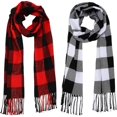 thumbnail image 1 of 2 Pieces Warm Tartan Plaid Checked Women Winter Scarf And Wraps Unisex, 1 of 5