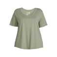 thumbnail image 4 of Terra & Sky Women's Plus Size V-Neck T-Shirt with Short Sleeves, 4 of 5