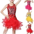thumbnail image 5 of Odeerbi Toddler Girls Sequin Sparkly Latin Dance Dress Stage Performance Outfits Summer Tulle Tutu Dress Children's Mesh Sleeveless Dance Practice Outfit Toddler Girls Clothes, 5 of 5
