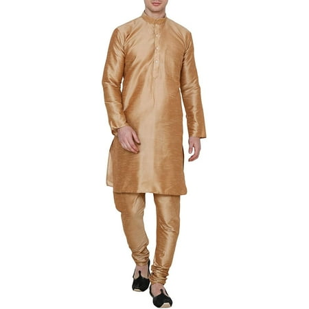 

Royal Kurta Men s Silk Blend Solid Kurta Pyjama Dark Gold