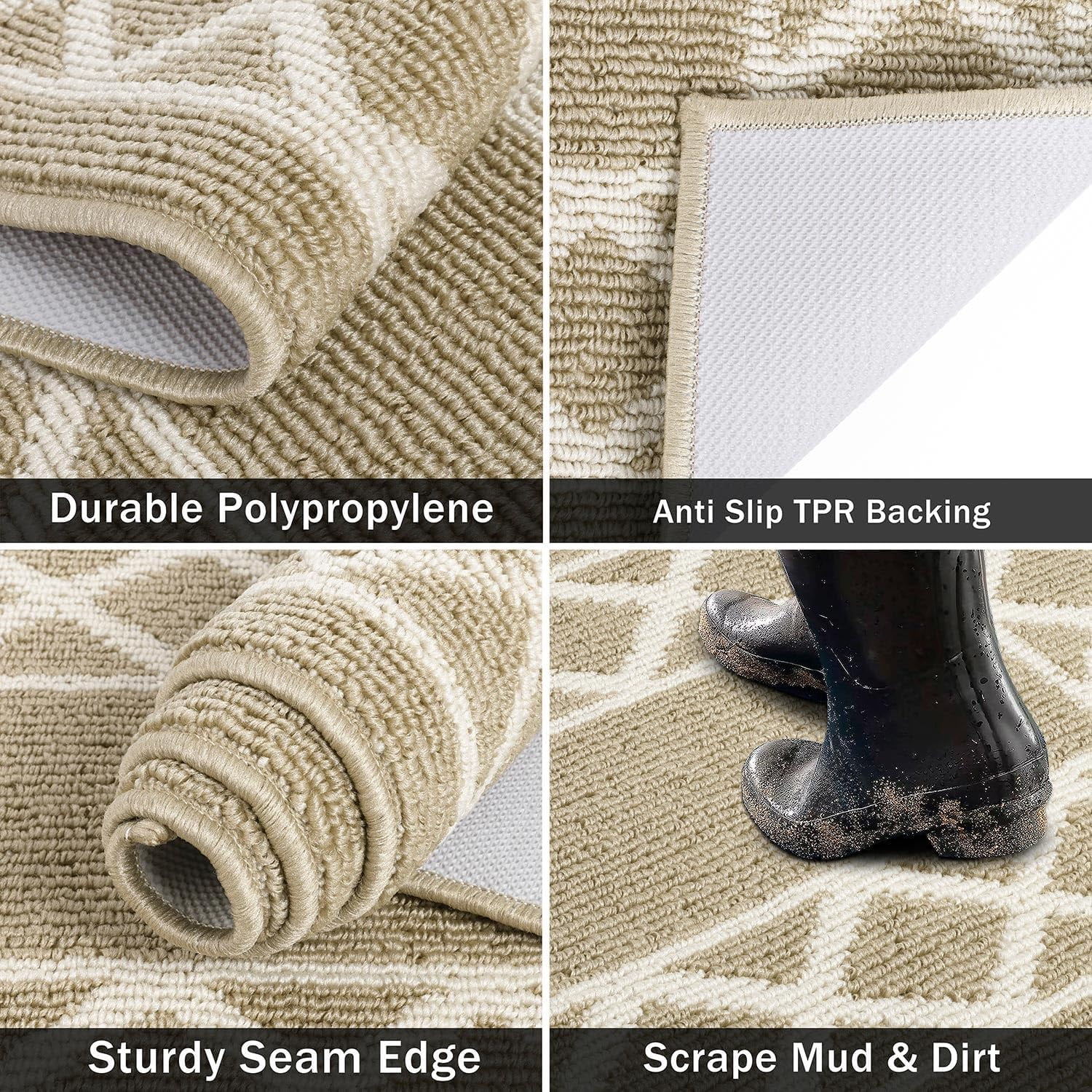 Yamaziot 2'x8' Runner Rug, Washable Kitchen Floor Runners Rugs for Hallway, Non Slip Entryway Mat Low Profile Inside Front Doormat, Laundry Room Rug, Beige