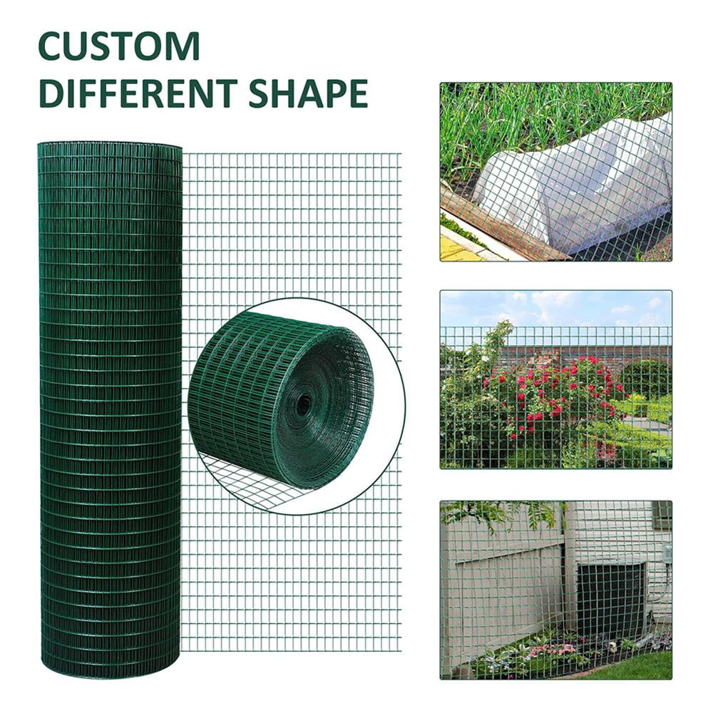 Topcobe PVC Coated Steel Chicken Rabbit Mesh Fencing Wire Garden Galvanized Fence Border, Resuable Temporary Netting for Garden Fencing