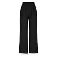 thumbnail image 5 of Weiqiqre Linen Pants Women High Waist Drawstring Cinch Bottom with Button Cotton Loose Casual Trouser with Pockets, 5 of 6