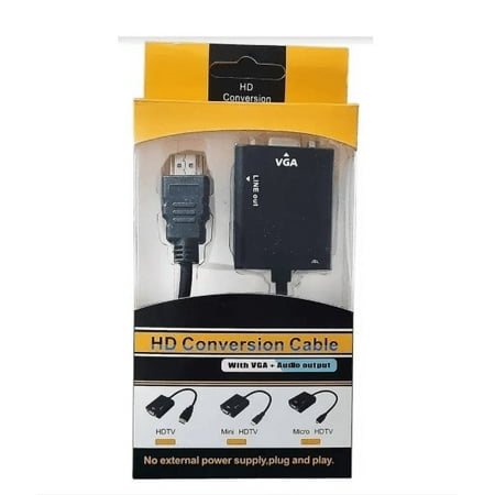 Adaptador Hdmi A Vga Audio 1080p Full Hd Con Cable Auxiliar