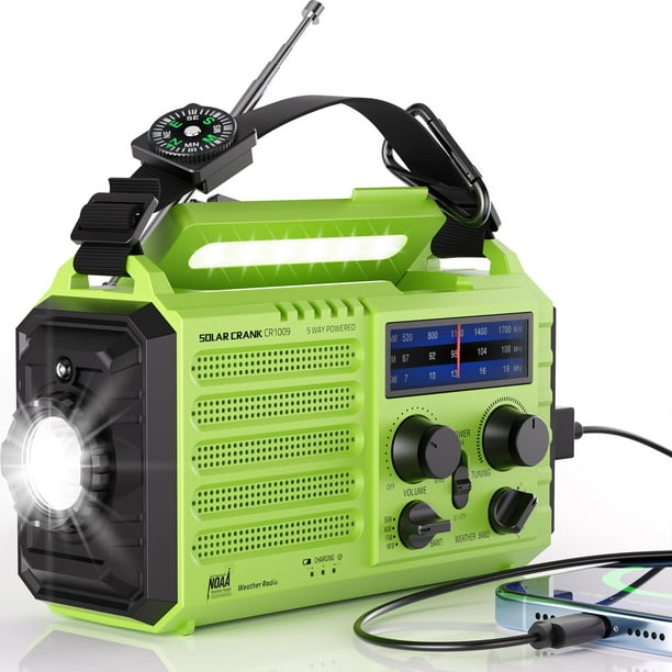 Radio de emergencia Mesqool CR1009 5000 mAh con manivela solar