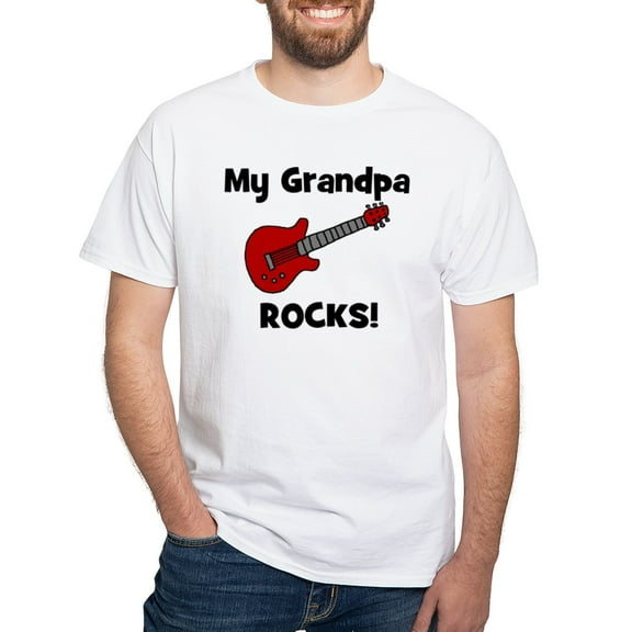 CafePress - My Grandpa Rocks! (Guitar) White T Shirt - Men's White Classic Cotton T-Shirts