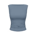 thumbnail image 5 of SHTXOZHI Womens Wide Strap Tank Tops Ruched Work Appropriate Tops Summer Trendy Neck Casual Sleeveless Tanks, 5 of 6
