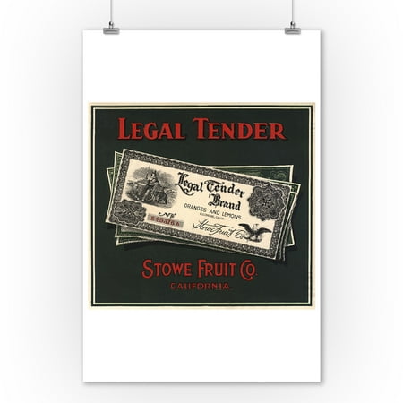 Legal Tender Brand - Fillmore, California - Citrus Crate Label (9x12 Art Print, Wall Decor Travel (Best Legal Handguns In California)