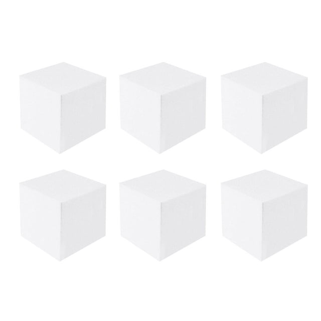 6pcs Craft Cube Cuadrado Bloque de espuma Ladrillo de espuma para Escultura Cake Dummies Set Modelado DIY Artes y manualidades (Blanco 6 pulgadas 15 x 15 cm)