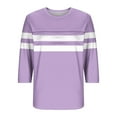 thumbnail image 5 of 3/4 Length Sleeve Womens Tops Round Neck Color Block Pleated Tunic Basic Shirts Casual Loose Plus Size Print Blouses (4XL, Purple-A), 5 of 5