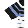 thumbnail image 4 of Camiseta De Golf A Rayas Bloque De Color Mangas Cortas Polo Para Hombres Negro Blanco Azul S, 4 of 5