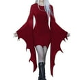 thumbnail image 4 of DuoJiaJ Womens Gothic Dress, Crew Neck Lace Mesh Long Sleeve Dresses Red S-2XL, 4 of 7