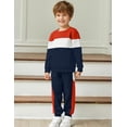 thumbnail image 2 of Arshiner Boys 2Pcs Color Block Sweatshirt & Casual Pants Fall Winter Outfits Set, 2 of 6