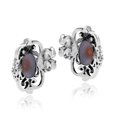 thumbnail image 2 of Vintage Sterling Silver Ornate Swirls Oval Abalone Shell Inlay Stud Earrings, 2 of 5