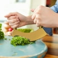 thumbnail image 5 of ABCISI 6.8 Inch Stainless Steel Mezzaluna Knife, Salad Rocker Chopper with Double Wood Handle, Pizza Cutter Chopper Knife with Curved Sharp Blade, Mincing Knife for Fruit Vegetable Herbs Nuts(Black), 5 of 12