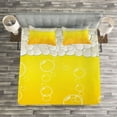 thumbnail image 3 of Ambesonne Abstract Quilted Bedspread Set 3 Pcs, Bubbles Beer Macro, King Size, Yellow White, 3 of 3