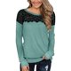 thumbnail image 1 of Mujeres otoño casual sólido o-cuello sexy manga larga encaje pulóver blusa camiseta tops Fridja  FKASFK2916, 1 of 7