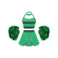 thumbnail image 2 of Xnihocha Girls Classic Cheerleading Team Uniform Mesh Splice Crop Top with Pleated Boxer Skirts Rooter Stage Suit Green 16, 2 of 7