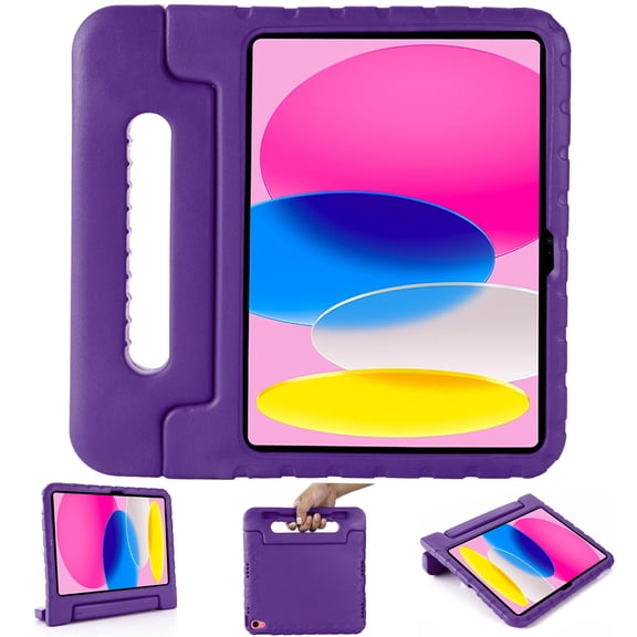 Artyond Case for iPad 10th Gen 10.9 inch 2022, Shockproof EVA Stand Cover Portable Handle Kids Friendly Full Body Protective Case for iPad 10th Generation 10.9 inch 2022 Released, Purple