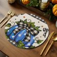 thumbnail image 2 of Polka Dot Blue Pumpkin Round Braided Placemats Set of 2, Bow Leaf Heat Insulation Place Mats Washable Non-Slip Table Mats for Kitchen Dining Party, 15 Inches, 2 of 9