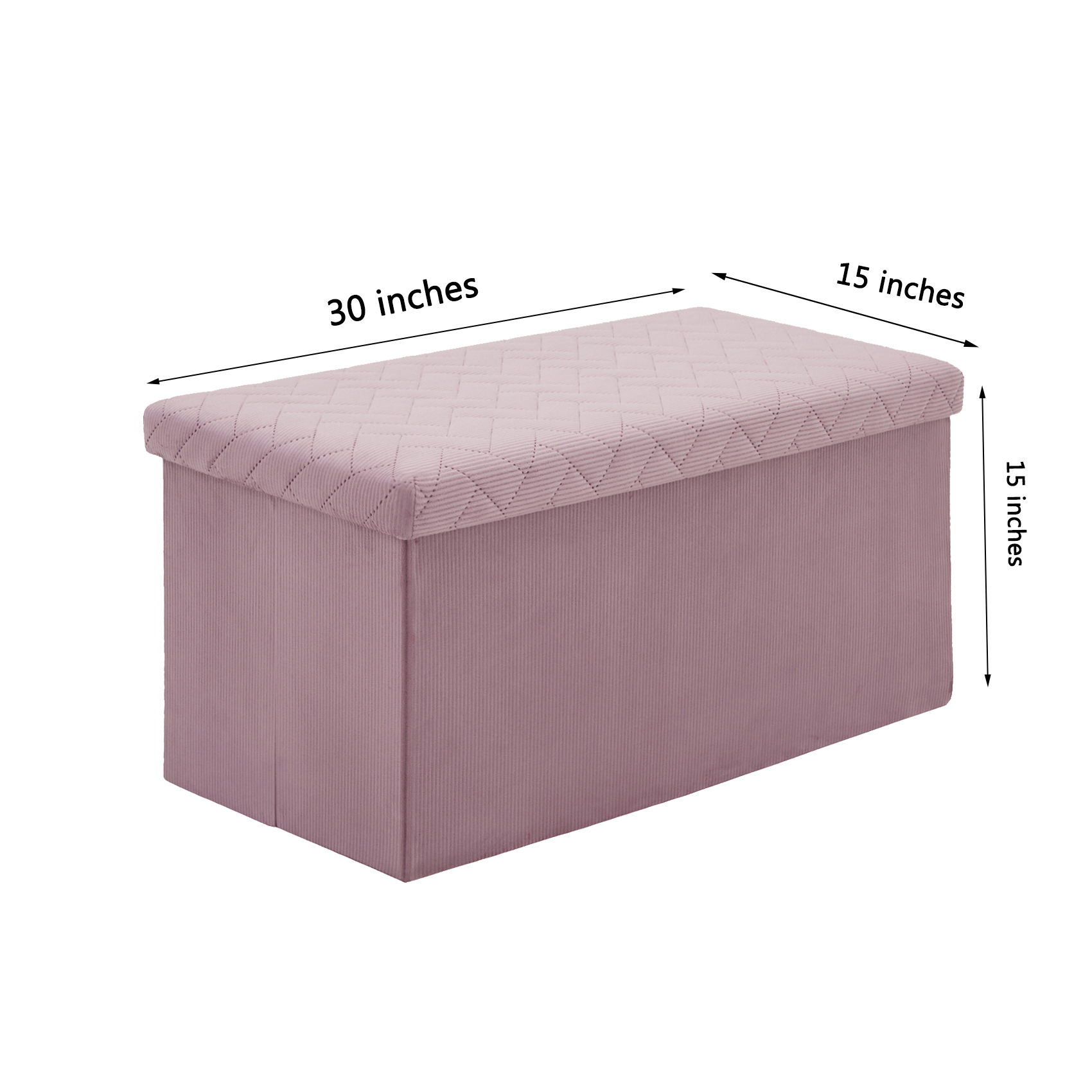 PINPLUS 30.1" Folding Pink Velvet  Storage Ottoman Bench with Lid for Living Room, Long Shoes Bench, Toys Chest Box, Foot Rest Stool Seat - image 4 of 7