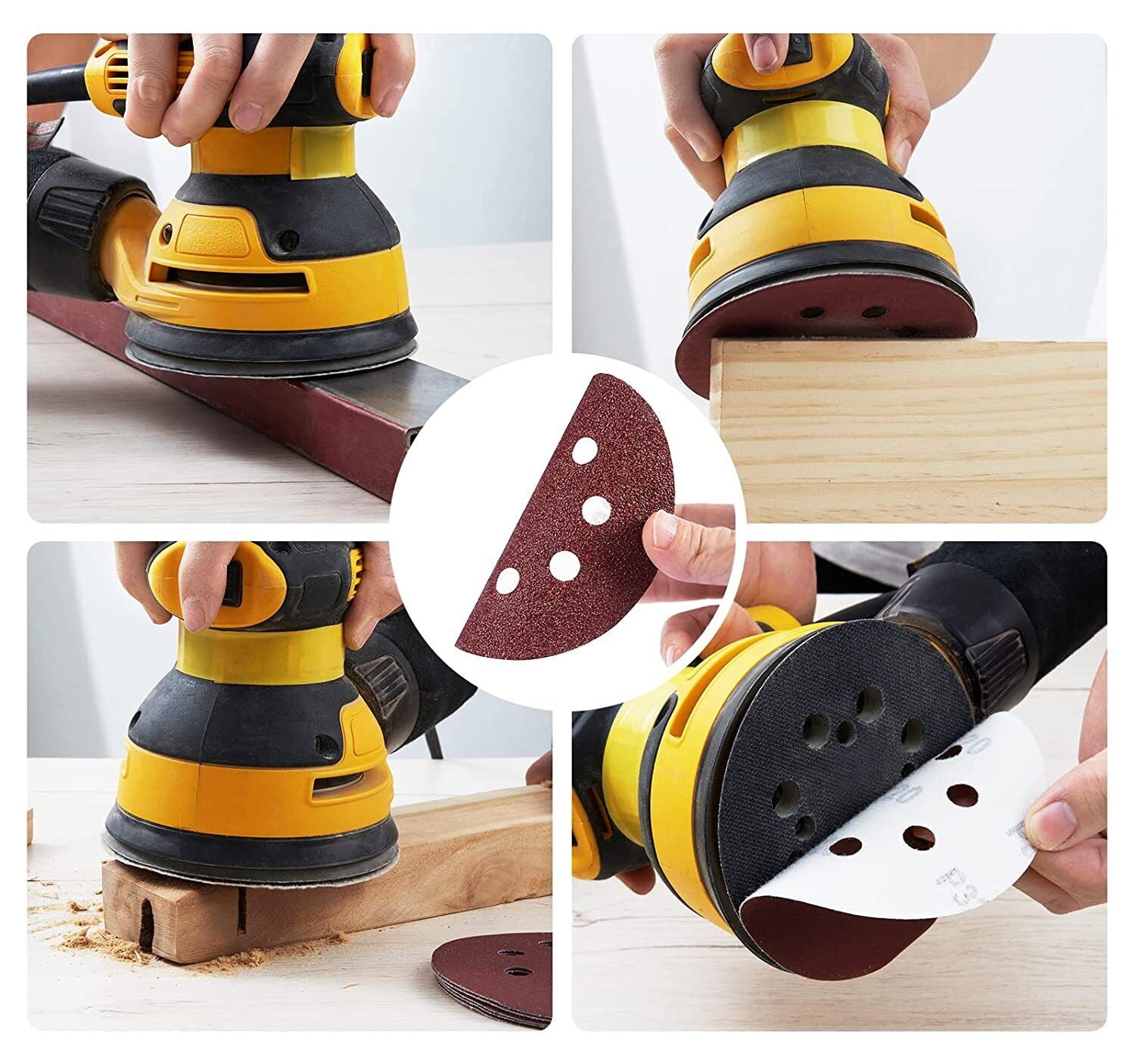 S SATC 150x 5inch Sanding Discs 40 Grit Hook Loop 8-Hole Sandpaper Orbital Sander Paper