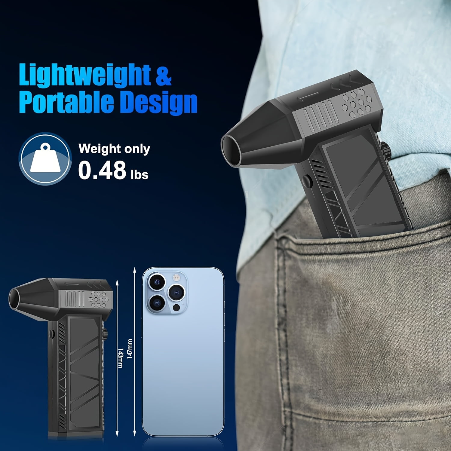 YIYUN High-Speed Electric Air Duster – 130,000 RPM USB Rechargeable, Adjustable Speed for Keyboard, Car & Home Cleaning.