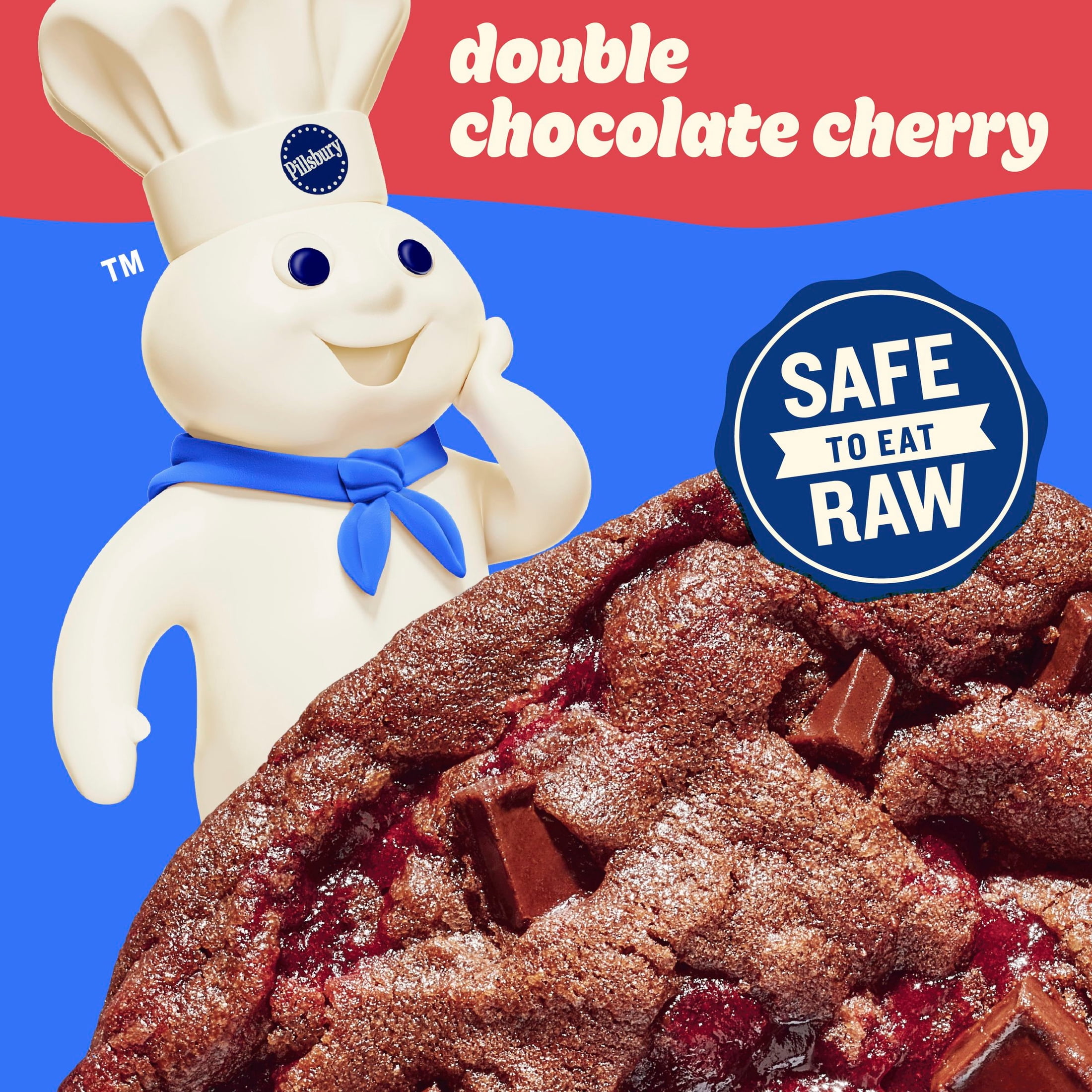 Pillsbury Ready to Bake! Big Cookies Double Chocolate Cherry Cookie Dough, 6 Count, 14 oz