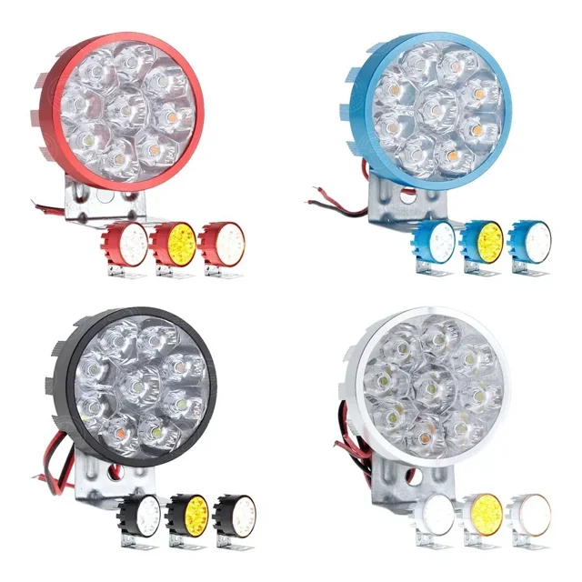 Faro 9 Led Redondo Bicolor Blanco Ambar Auxiliar Auto Moto F