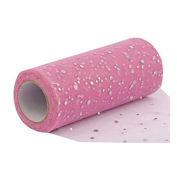 Jikaix 1 Rollo de Adorno de Purpurina Rollo de Tul Sin Olor Red Hilado Decoraciones de Guirnalda Cinta Transparente para Interiores