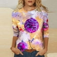 thumbnail image 2 of GERsome Christmas Shirts for Women Plus Size Graphic Top Merry Christmas Crew Neck 3/4 Sleeve Holiday Tshirt Size XXL, 2 of 5