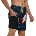 thumbnail image 3 of Balery Spaceships and Stars Mens Swim Trunks Swim Shorts for Men Quick Dry Inseam Beach Shorts with Compression Liner Pocket-Small, 3 of 9
