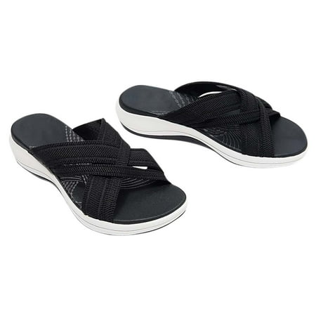 

Hvyesh Flip Flops Sandals for Women Non-Slip Wedge Shoes with Arch Support Slip On Beach Sandals Thick Sole Platform Cloud Slippers