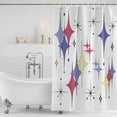 thumbnail image 2 of Red Purple Diamond Shower Curtain, Waterproof Shower Curtains for Bathroom, Modern Geometric Middle Century Retro Washable Fabric Bathtub Curtain Set Bath Decor with 12 Hooks Long 72"x84", 2 of 6