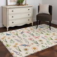 thumbnail image 3 of 3'x5' Rug for Living Room Bedroom, Spring Floral Washable Area Rugs Non-Slip Carpet Mats, Elegant Pastoral Flowers Dragonfly Rustic Indoor Low Pile Area Rug Runner for Kitchen, Mudroom, 3 of 8