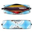 thumbnail image 2 of Pofeuu World Travel Print Leather Pencil Case, Leather Pencil Pouch Large Capacity, Big Pencil Pouch with Zipper Vintage Pen Bag Fountain Pen Holder, 2 of 7