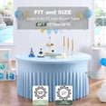 thumbnail image 3 of Paquete de 2 manteles redondos de licra azul bebé para mesas de 72 pulgadas, manteles elásticos ajustables de 6 pies para fiesta de boda, 3 of 5