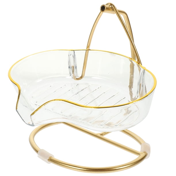 Jabonera de encimera, escurridor de jabón transparente con soporte de hierro, organizador de jabón para baño