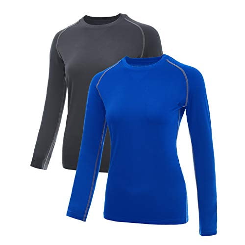 SILKWORLD Womens Compression Shirts Dry Fit Athletic Running Long-Sleeved Sports Workout Baselayer