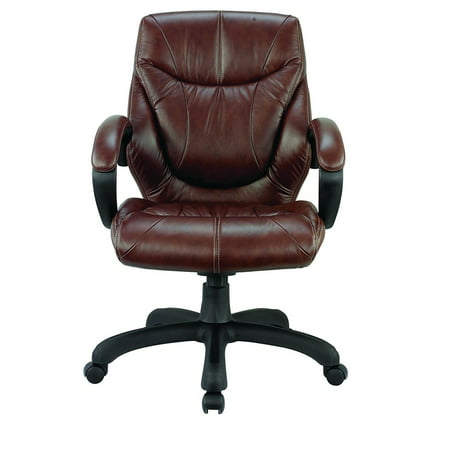 Genuine Leather Middle Back Executive Chair, Chocolate Brown Real