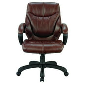 Genuine Leather Middle Back Executive Chair, Chocolate Brown Real Leather